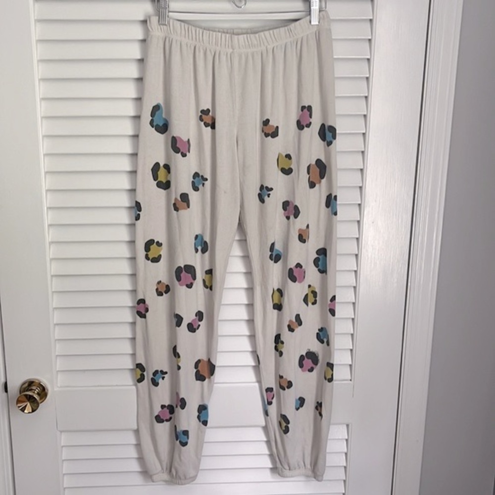 Lauren Moshi Sweat Pants Leopard Animal Print Multicolored